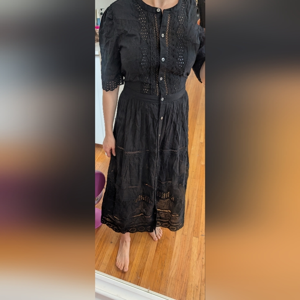NEW Women's GAP Elegant Black Eyelet Dress Size S